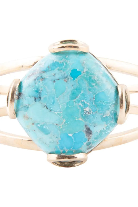 Blue Turquoise Rhombus Statement Cuff Bracelet - Bracelets