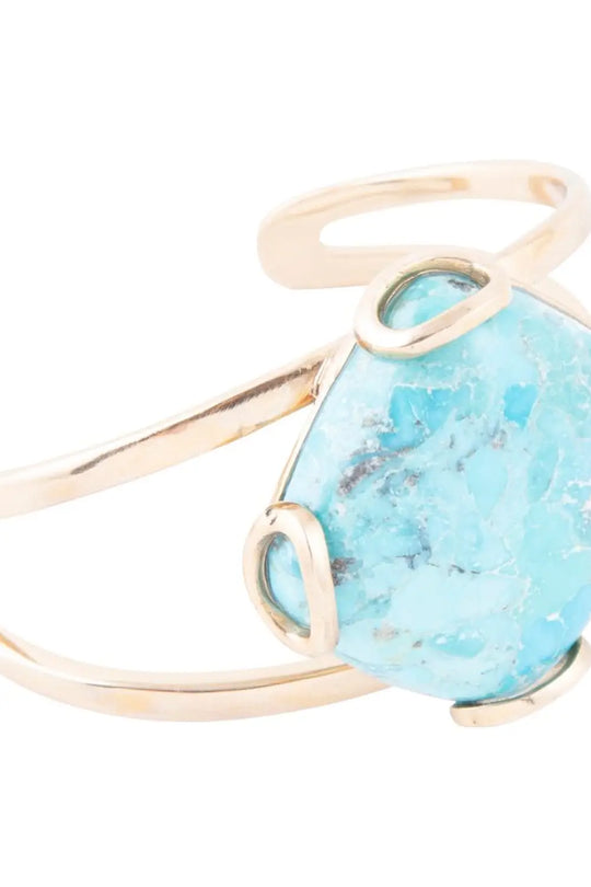 Blue Turquoise Rhombus Statement Cuff Bracelet - Bracelets