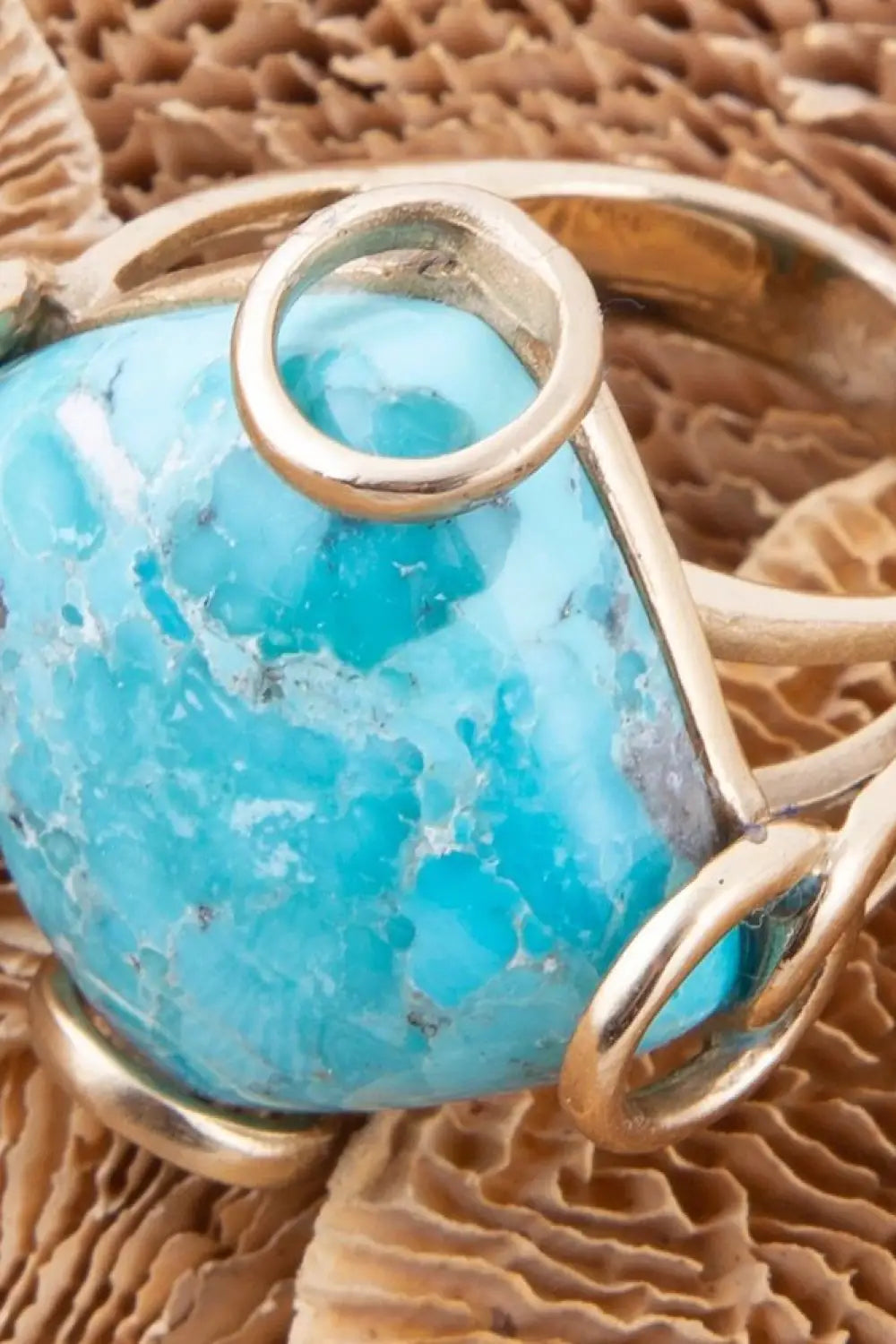 Blue Turquoise Rhombus Statement Ring - rings