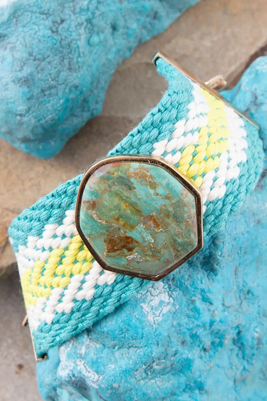 Blue Turquoise Textile Blues Woven Bracelet - Bracelets