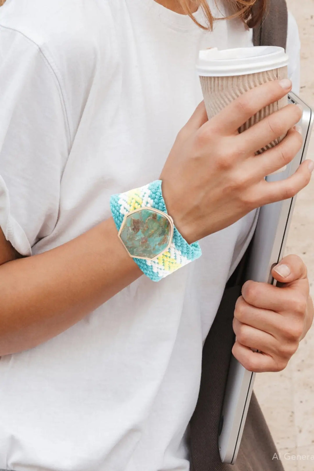 Blue Turquoise Textile Blues Woven Bracelet - Bracelets