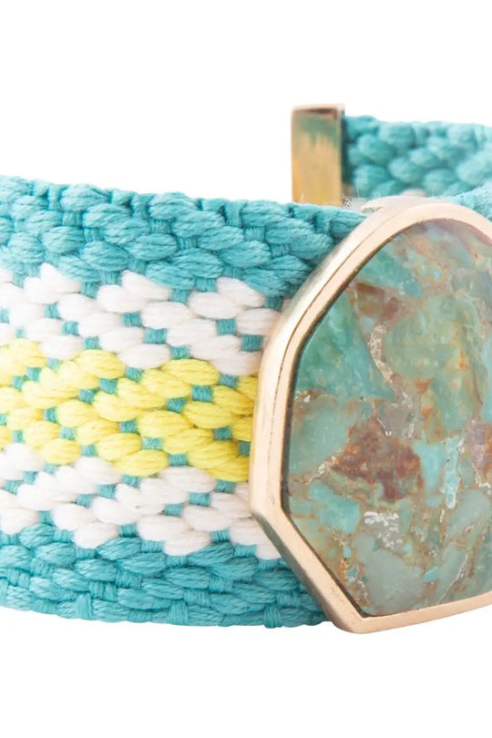 Blue Turquoise Textile Blues Woven Bracelet - Bracelets