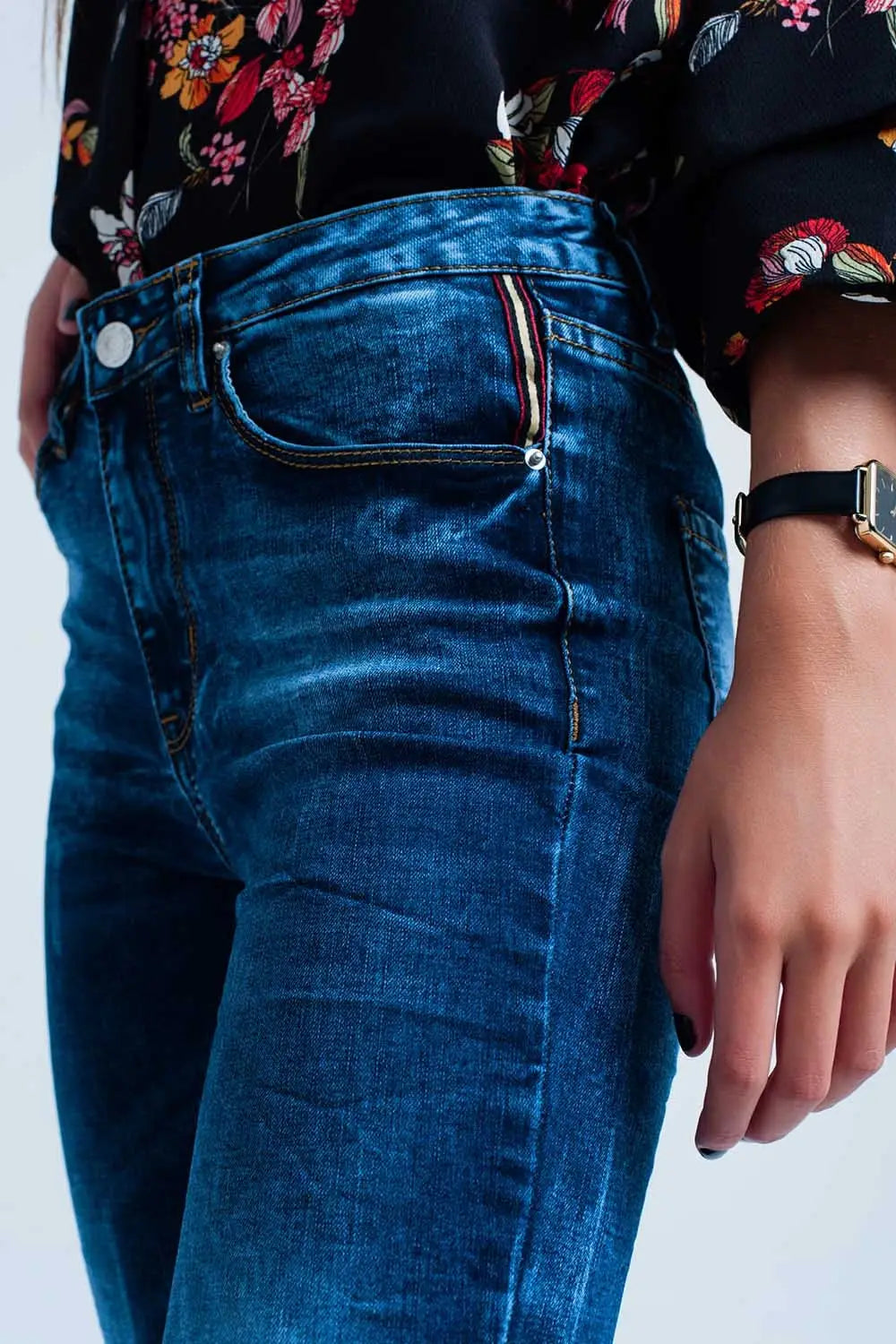 Blue wrinkled high-waist skinny jeans - Jeans