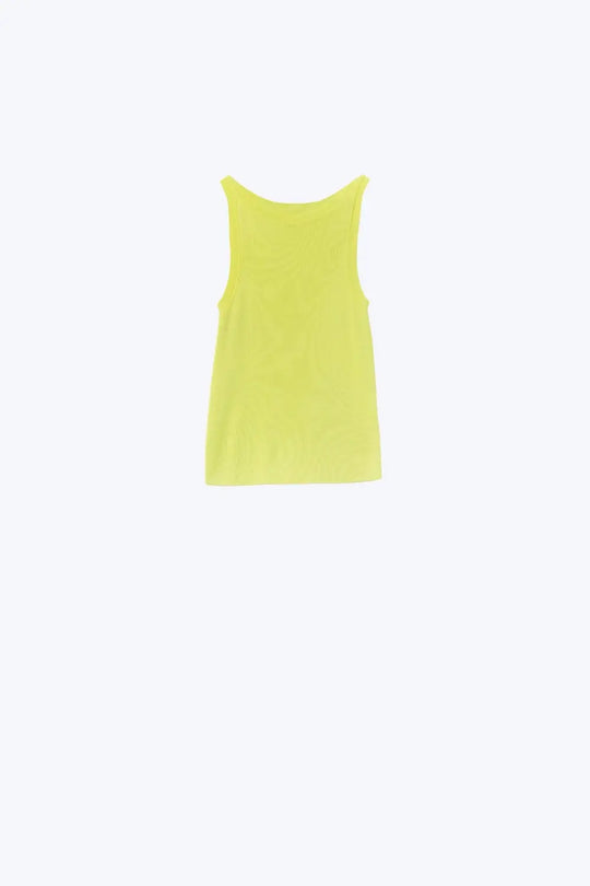 Q2 Boat Neck Comfy Ribbed Top in Lime Green