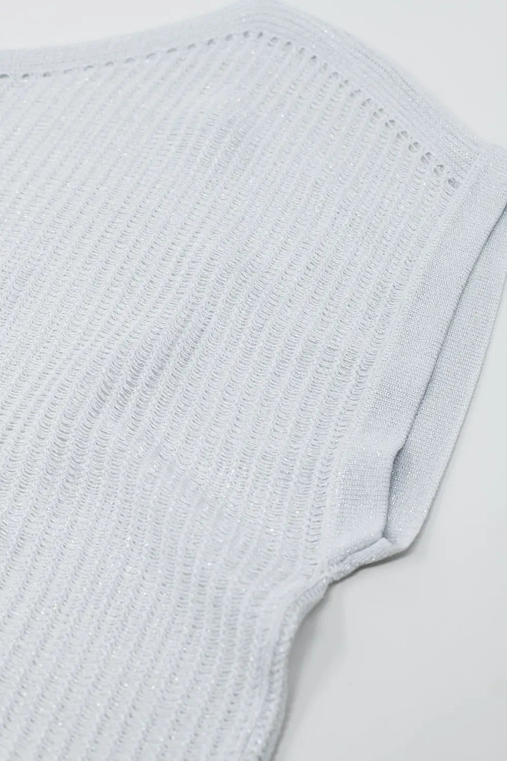 Boat neck ribbed sweater with cap sleeves in white - One Size / White - Sweaters