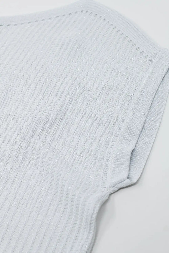 Boat neck ribbed sweater with cap sleeves in white - One Size / White - Sweaters