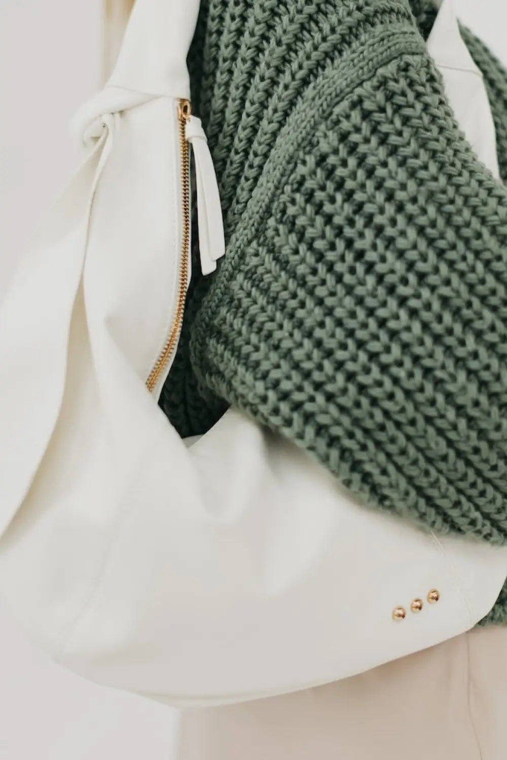 Bobbie Bow Hobo Shoulder Bag - Cream - Handbags