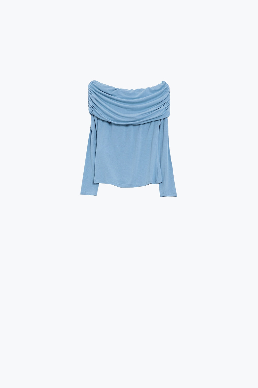 Bodycon Off Shoulder Top In Light Blue