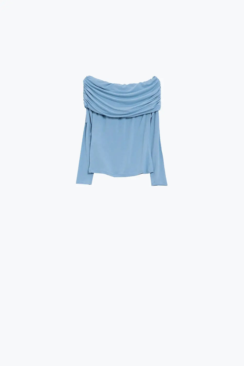 Bodycon Off Shoulder Top In Light Blue - Tops