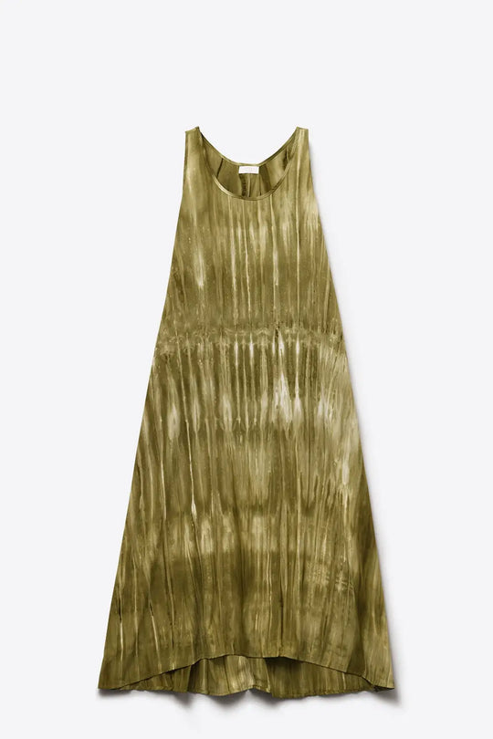 Boho Relaxed Dress in Kakhi Green Tie Dye in high quality fabric - Dresses