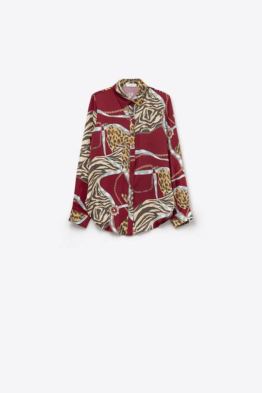 Bold Red Abstract Print - Chemise à manches longues - Tee-Shirt