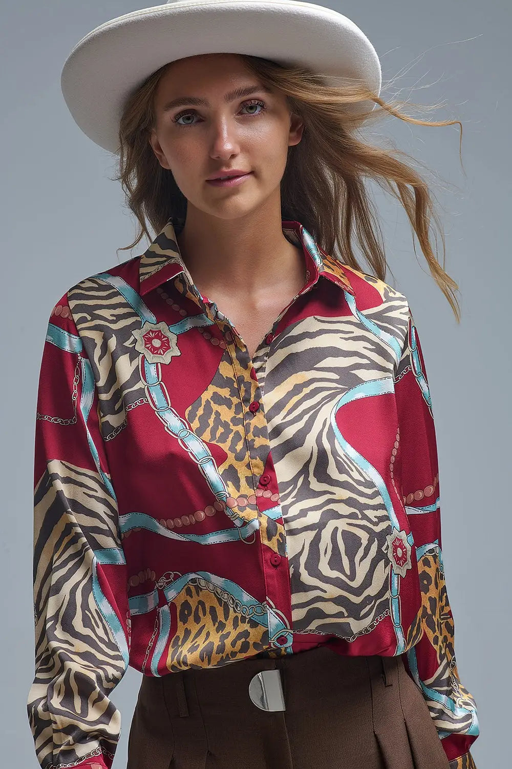 Bold Red Abstract Print - Chemise à manches longues - Tee-Shirt