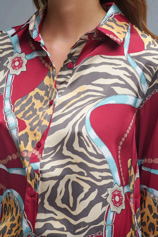 Bold Red Abstract Print - Chemise à manches longues - Tee-Shirt