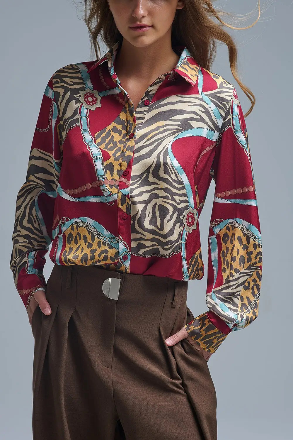Bold Red Abstract Print - Chemise à manches longues - Tee-Shirt