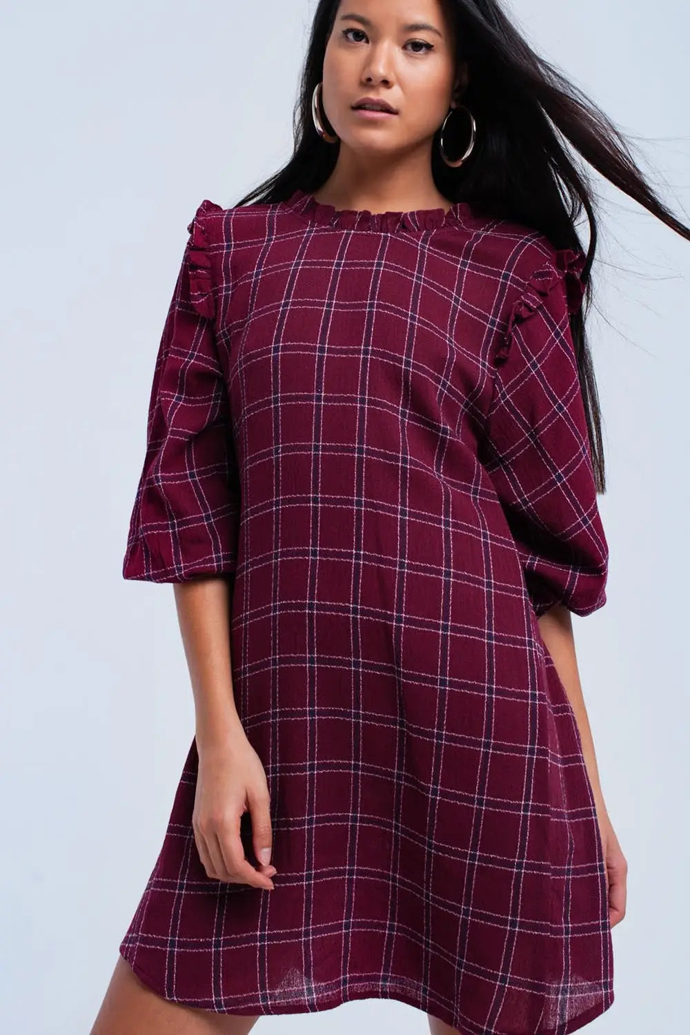 Bordeaux checked dress - Dresses