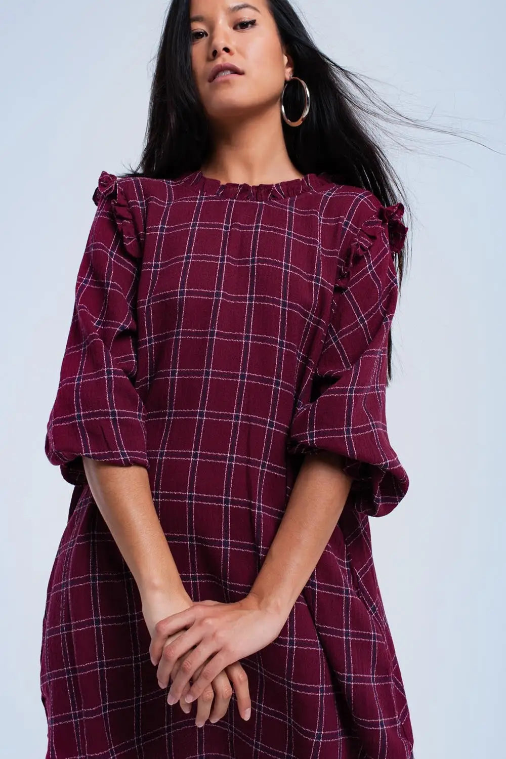 Bordeaux checked dress - Dresses