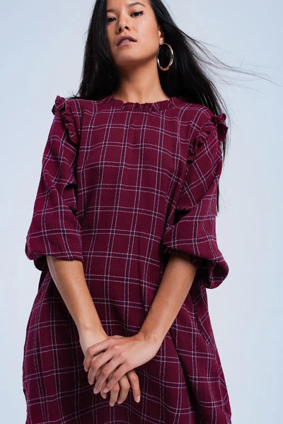 Bordeaux checked dress - Dresses