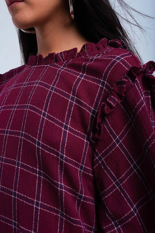 Bordeaux checked dress - Dresses