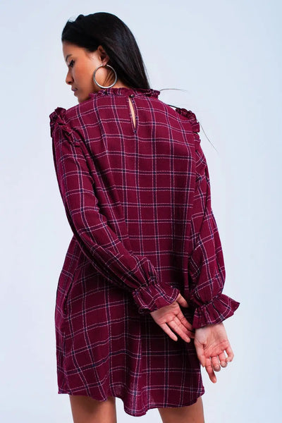 Bordeaux checked dress - Dresses