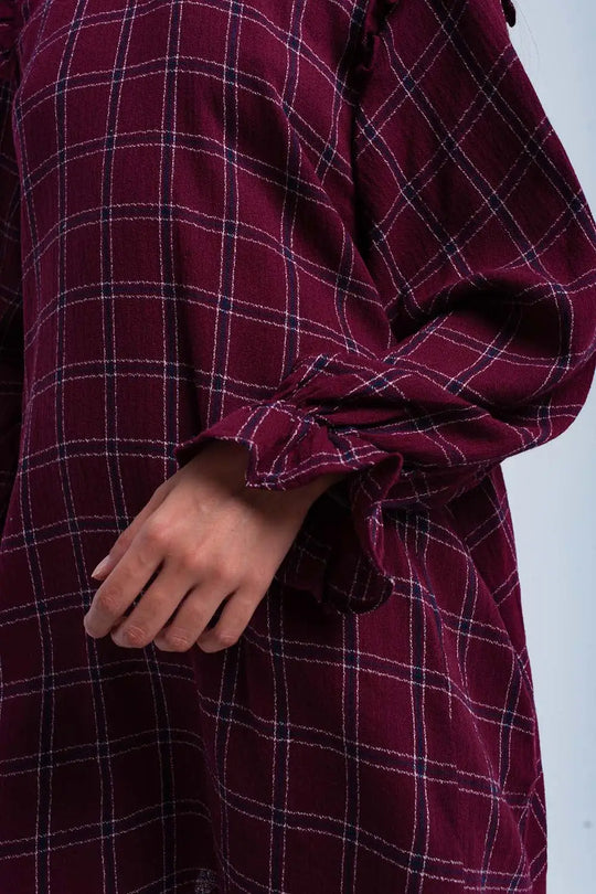 Bordeaux checked dress - Dresses
