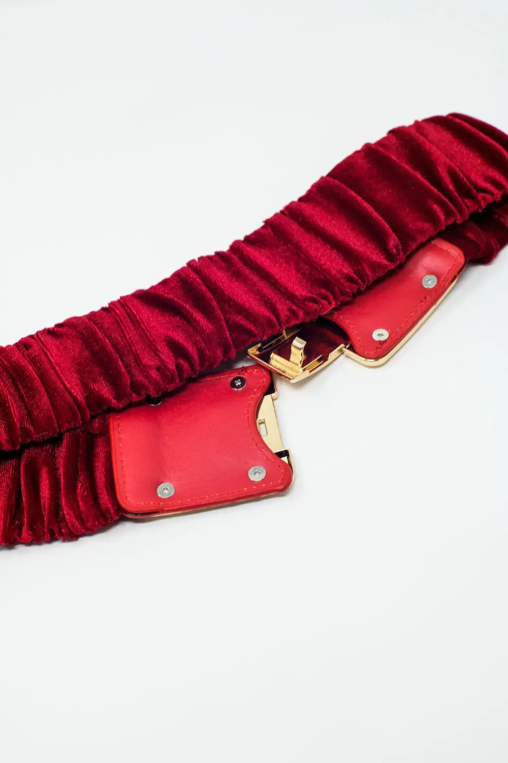Bordeaux elastic velvet belt with metal closure - One Size / Red - Accesory