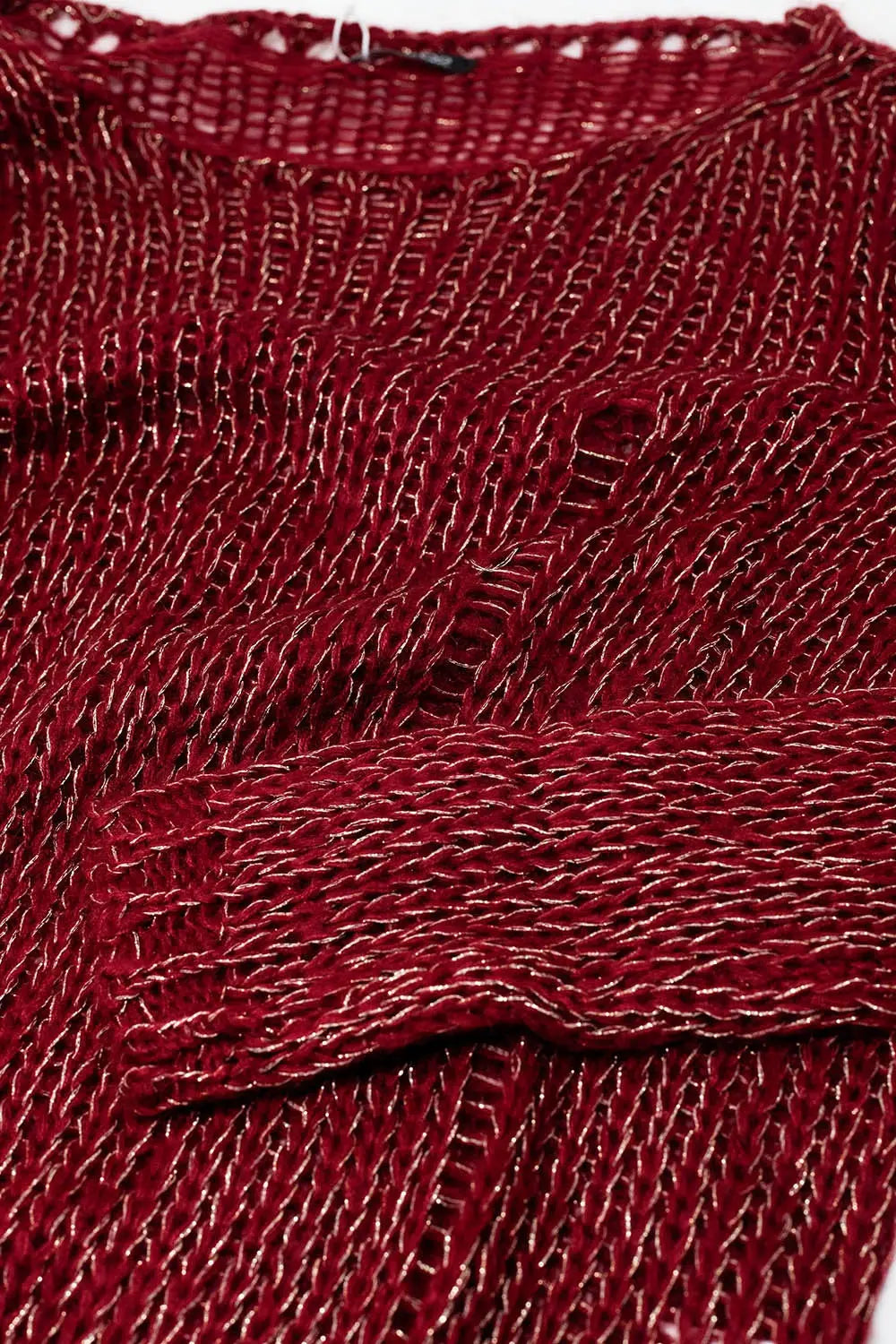 Bordeaux long sleeve sweater with lurex detail - Sweaters