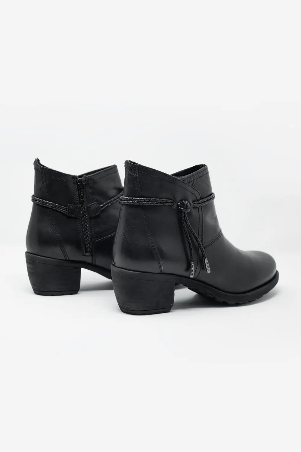 Bottines à talon moyen et à talon noir à bout rond - Chaussures