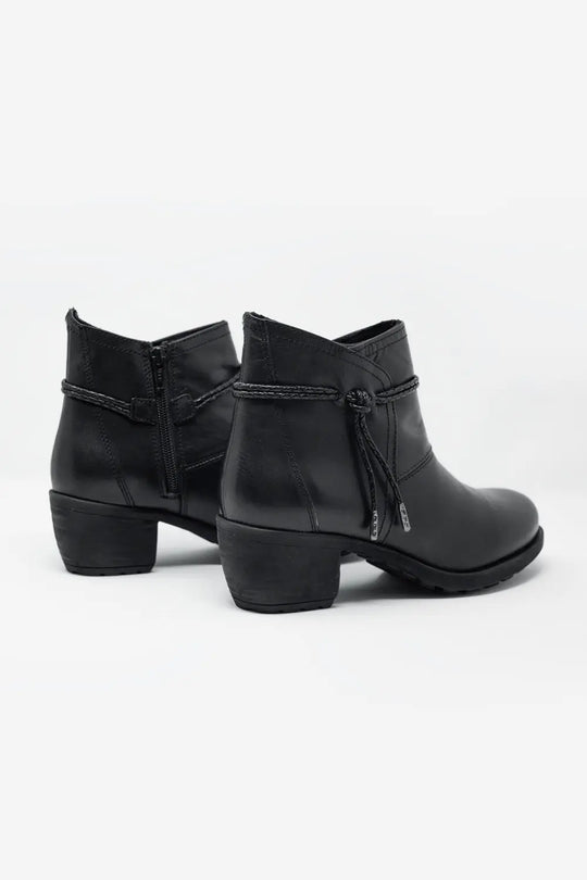 Bottines à talon moyen et à talon noir à bout rond - Chaussures