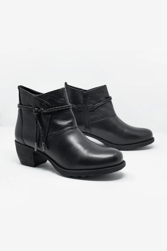 Bottines à talon moyen et à talon noir à bout rond - Chaussures