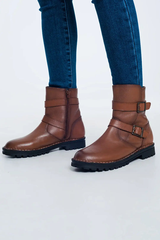Bottines avec boucle marron - Chaussures