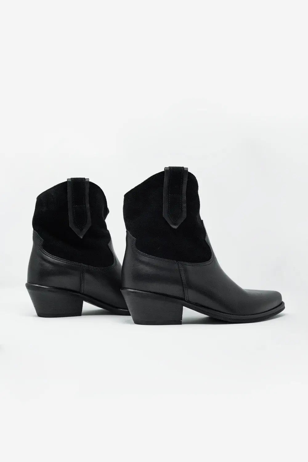 Bottines style western à talon mi haut Noir - Chaussures