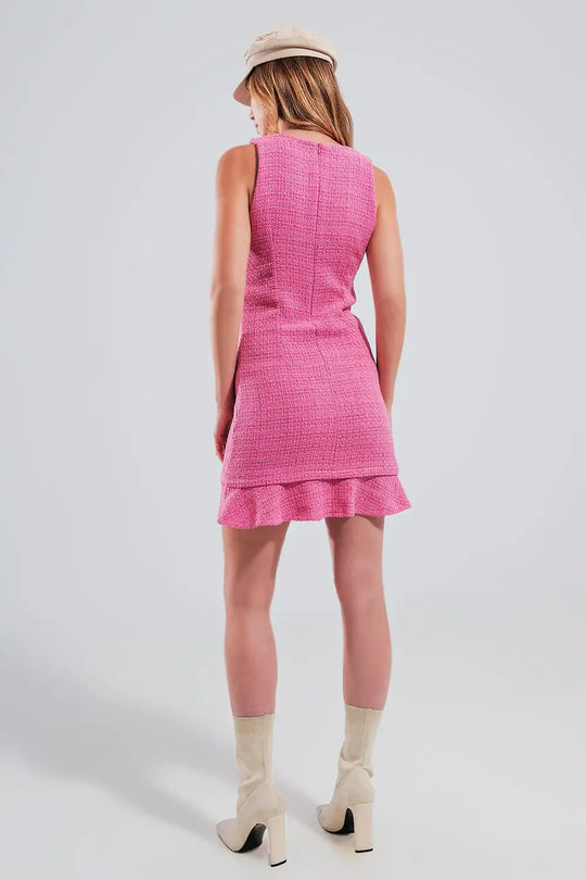 Boucle pinny dress in Pink Small / Pink