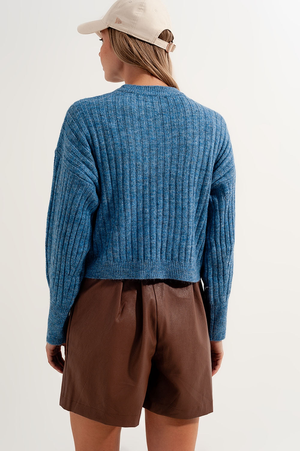 Boxy chunky stitch sweater in blue