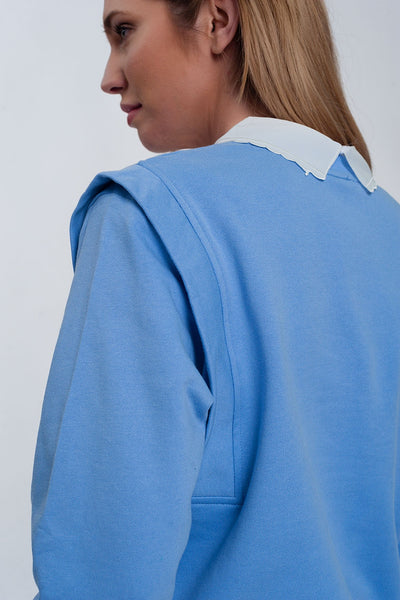 Boyfriend sweatshirt with shoulder details in blue