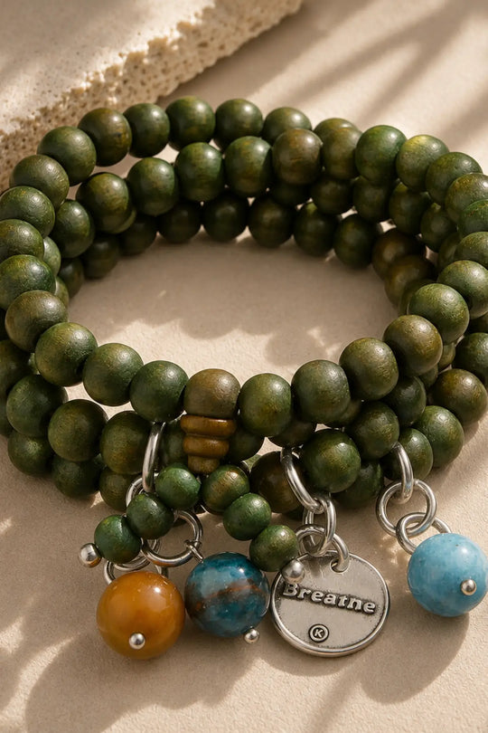 Breathe Heart Wood Boho Wrap Bracelet/Necklace