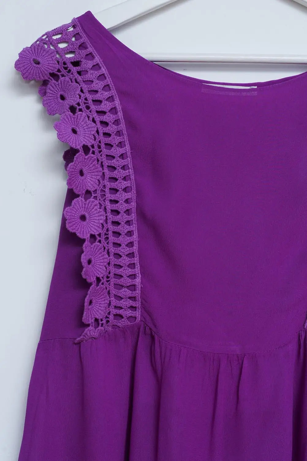 Broderie frill detail top in purple - One Size / Purple - Tops
