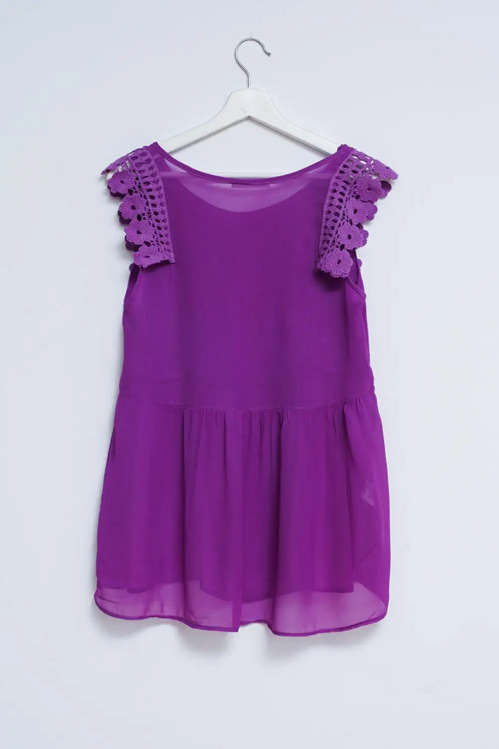 Broderie frill detail top in purple - One Size / Purple - Tops