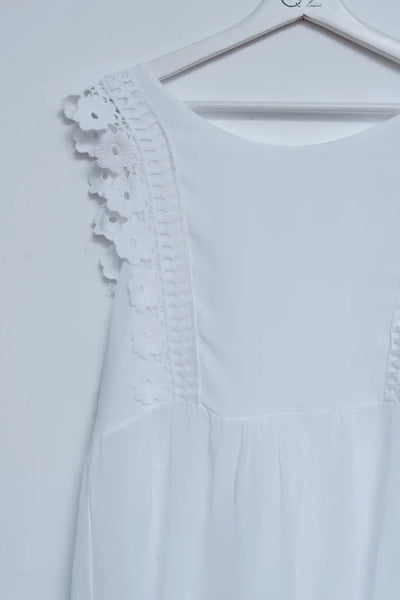 Broderie frill detail top in white - One Size / White - Tops
