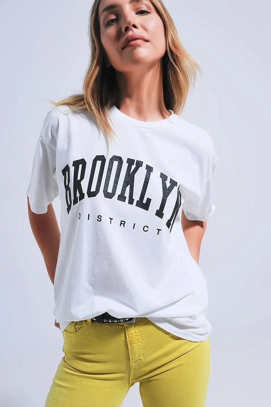 Brooklyn t-shirt in white - One Size / White - Tops
