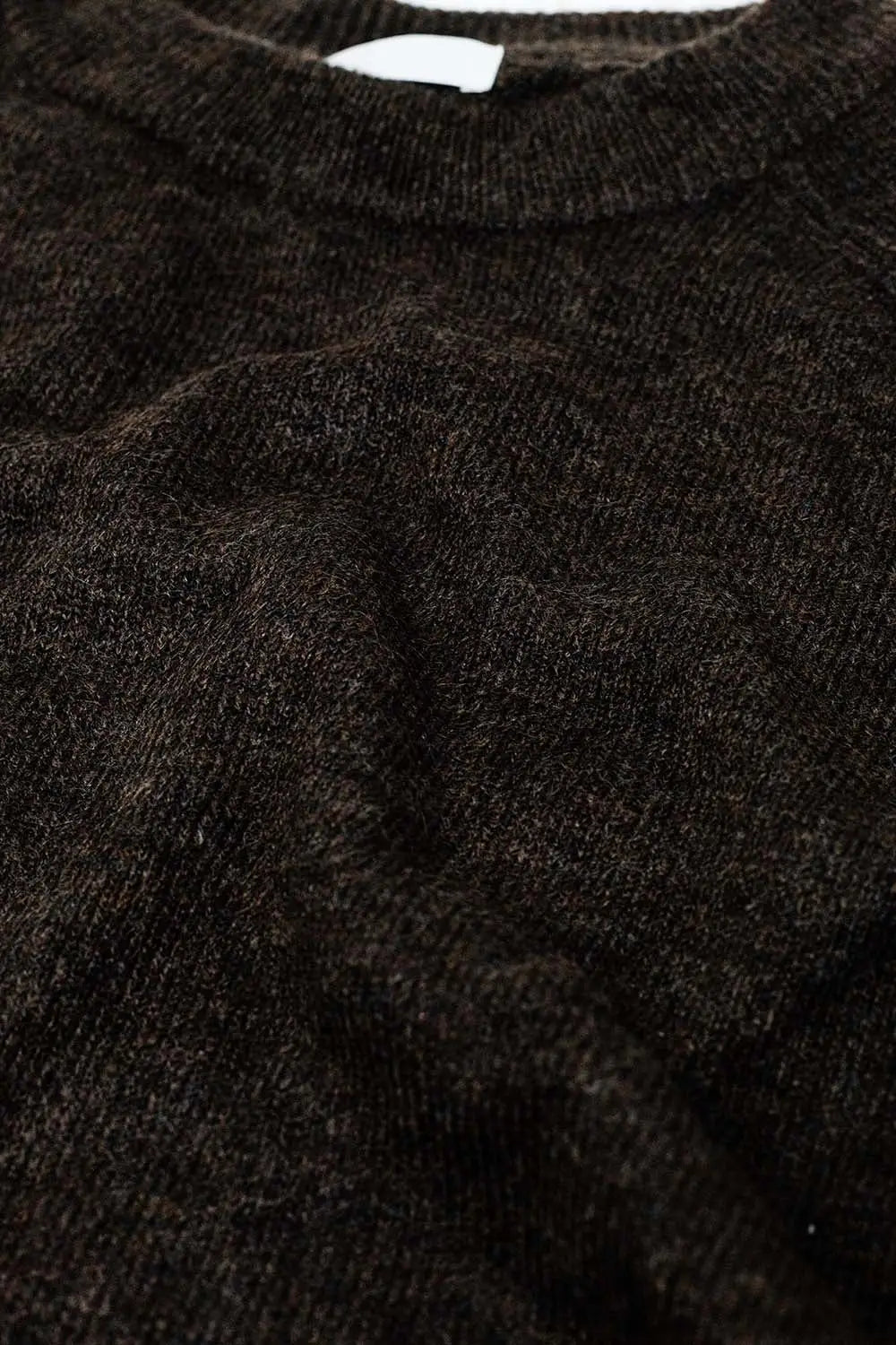 Brown crew neck sweater with seam detail on sleeve - Sweaters