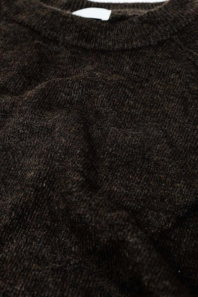 Brown crew neck sweater with seam detail on sleeve - Sweaters