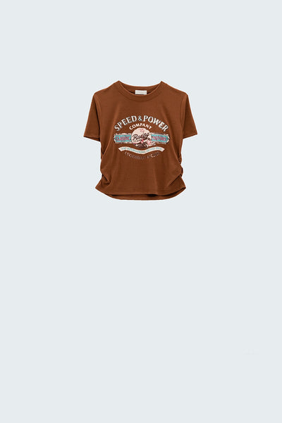 Brown Crew Neck T-shirt With Graphic Print