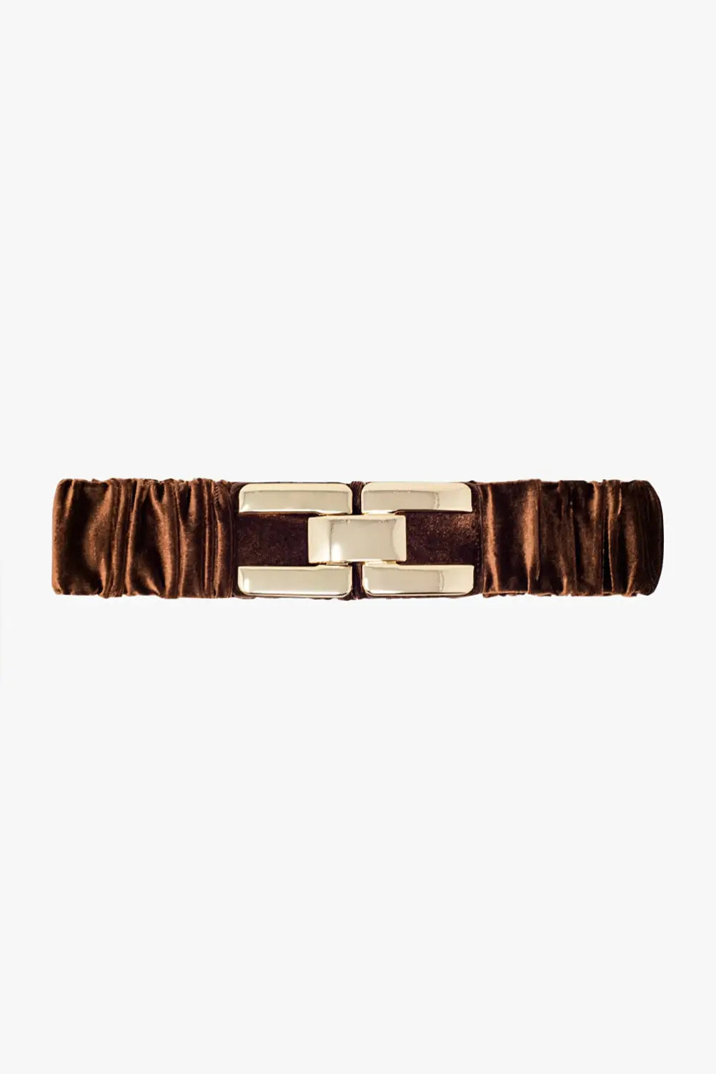 Q2 Brown elastic velvet belt with metal closure
