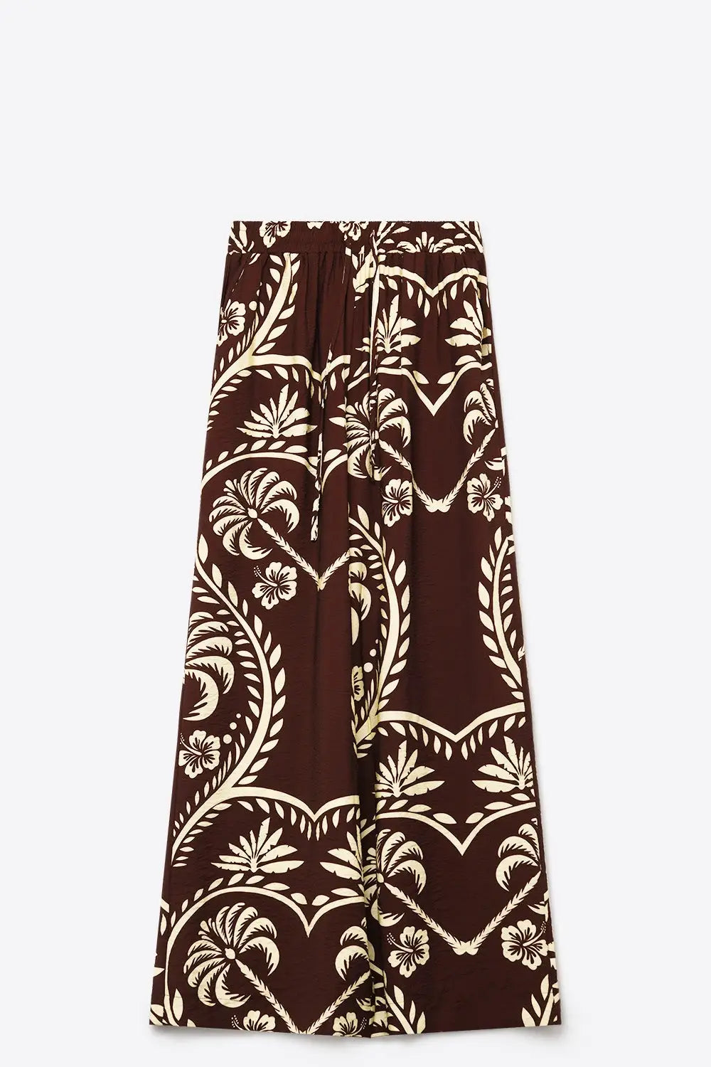 Brown Floral Print Wide Leg Palazzo Pants - Pants