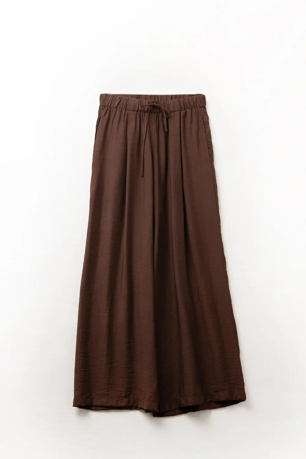 Brown pants with wide leg in light viscose fabric - Pants