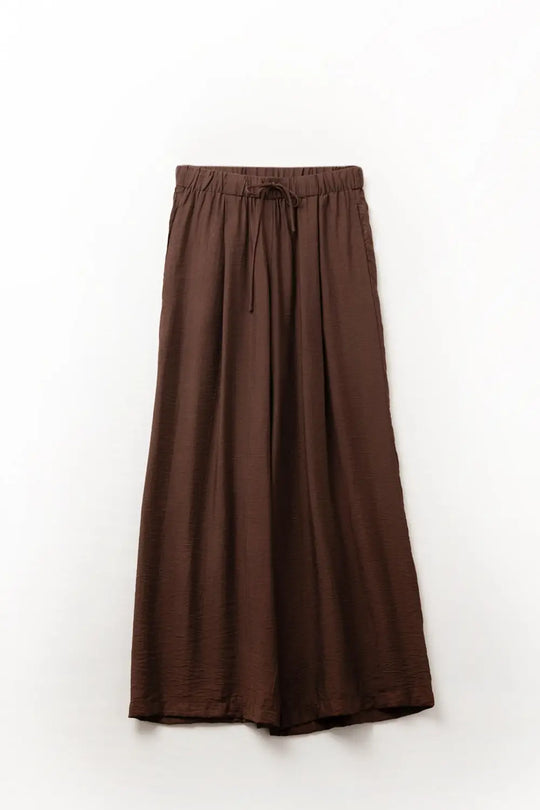 Brown pants with wide leg in light viscose fabric - Pants