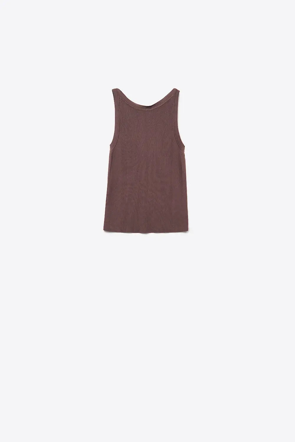 Q2 Brown Ribbed Sleeveless Top