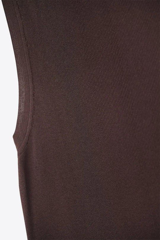 Brown Ribbed Sleeveless Top - One Size / Brown - Sweaters