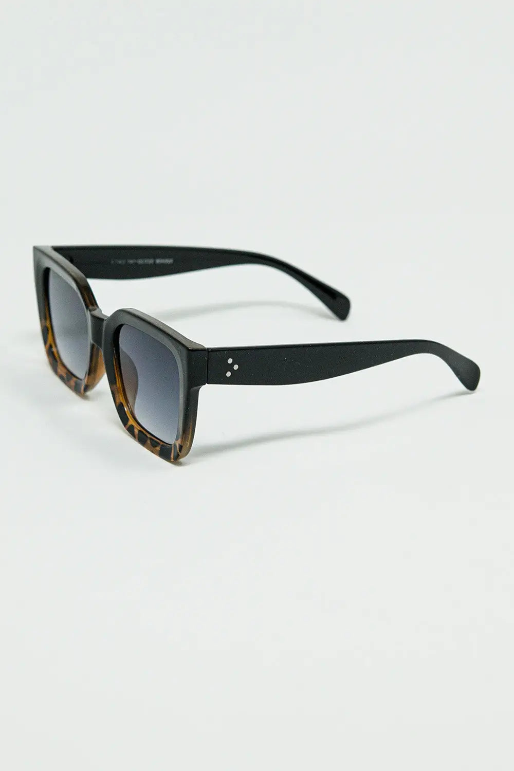 Brown Square sunglasses with gradient in animal print - One Size / Brown