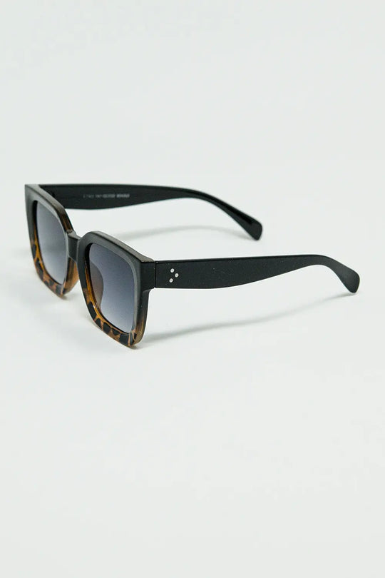 Brown Square sunglasses with gradient in animal print - One Size / Brown